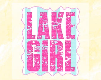Lake Girl DTF Transfer, Preppy Sommer Transfer, Sommer direkt zum Film, fertig zum Pressen Transfer, Leben am See, Trendy Neon, Kokette Sommer