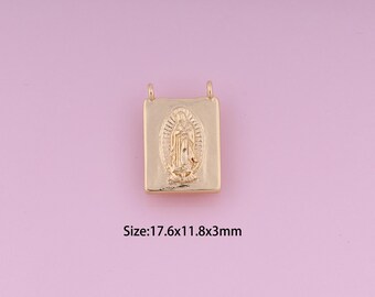 Jungfrau Maria Anhänger, 18K Gold gefüllter religiöser Charme, katholische Charme, DIY quadratischer Charme