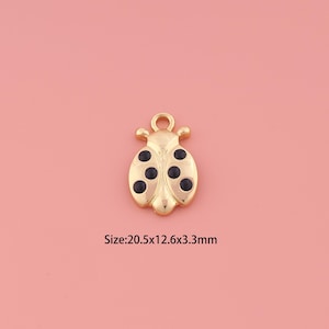 Ladybug Pendant,18K Gold Filled Insect Charm,Enamel Ladybug,Insect Charms,DIY Ladybug Charms