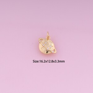 Saturn Pendant,18K Gold Filled Star Charm,Cubic Zirconia Saturn,Star Charms,DIY Saturn Charms