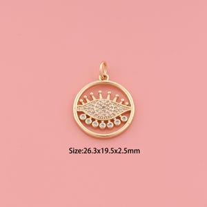 Evil Eye Pendant,18K Gold Filled Devil Eye Charm,Cubic Zirconia Round,Evil Eye Charms,DIY Devil Eye Charms