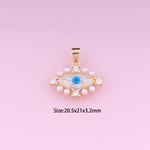 Enamel Evil Eye Pendant,18K Gold Filled Eye Charm,Cubic Zirconia Devil Eye,Pearl Evil Eye Charms,DIY Eye Charms