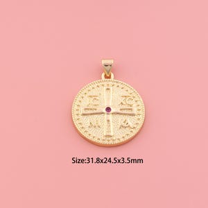 Byzantine Cross Pendant,18K Gold Filled Orthodox Cross Charm,Cubic Zirconia ICXCNIKA,Christian Charms,DIY Medal Charms