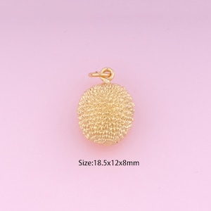 Durian Pendant,18K Gold Filled Fruit Charm,Enamel Fruit,Durian Charms,DIY Durian Charms