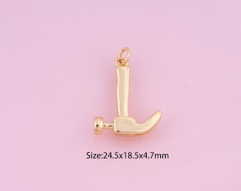 May include: Gold-colored hammer charm pendant. Size: 24.5x18.5x4.7mm.