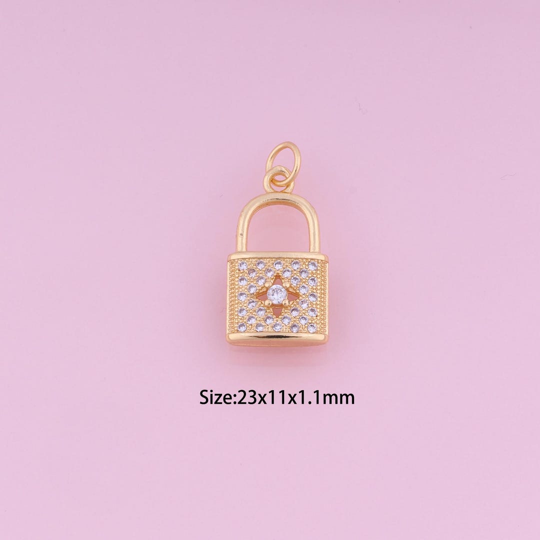 Mini Lock Charm Lock Pendant,18k Gold Filled Lock Charm,cubic Zirconia Lock,lock Charms ...
