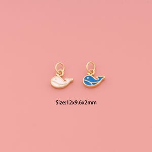 Colgante de ballena, dije de vida marina relleno de oro de 18 quilates, ballena esmaltada, dijes de vida marina, dijes de ballena DIY