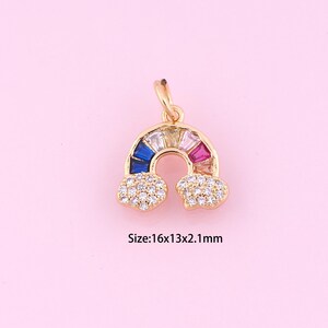 Rainbow Pendant,18K Gold Filled Rainbow Charm,Cubic Zirconia Rainbow,Rainbow Charms,DIY Rainbow Charms