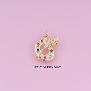 Pingente de paleta, pingente de paleta preenchido com ouro 18K, paleta de zircônia cúbica, pingentes de paleta, pingentes de paleta faça você mesmo