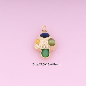 Mushroom Pendant,18K Gold Filled Mushroom Charm,Cubic Zirconia Mushroom,Mushroom Charms,DIY Mushroom Charms