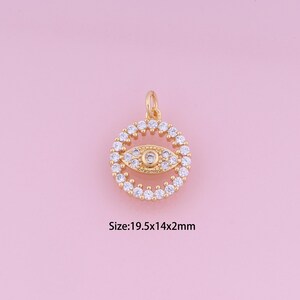 Evil Eye Pendant,18K Gold Filled Devil Eye Charm,Cubic Zirconia Eye,Evil Eye Charms,DIY Round Charms