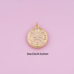 Compass Pendant,18K Gold Filled Compass Charm,Cubic Zirconia Compass,Compass Charms,DIY Compass Charms