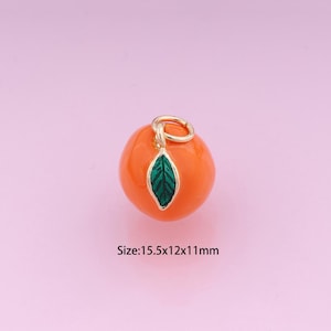 Orange Pendant,18K Gold Filled Fruit Charm,Enamel Fruit,Orange Charms,DIY Orange Charms