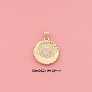 Evil Eye Pendant,18K Gold Filled Devil Eye Charm,Cubic Zirconia Round,Evil Eye Charms,DIY Devil Eye Charms