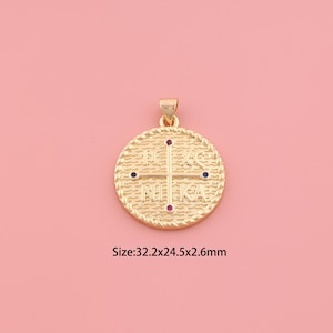 Byzantine Cross Pendant,18K Gold Filled Orthodox Cross Charm,Cubic Zirconia ICXCNIKA,Christian Charms,DIY Medal Charms