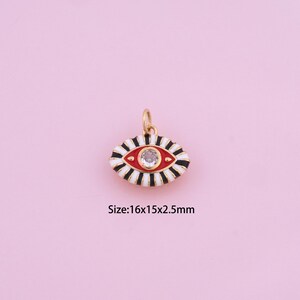 Enamel Evil Eye Pendant,18K Gold Filled Devil Eye Charm,Cubic Zirconia Eye,Eye Charms,DIY Evil Eye Charms