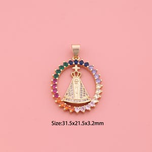 Pope Pendant,18K Gold Filled Religious Charm,Cubic Zirconia Christian,Pope Charms,DIY Christian Charms