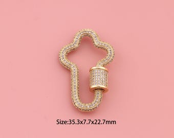 Carabiner Clasp,18K Gold Filled Screw Clasp,Carabiner Clasp,DIY Cross Clasp