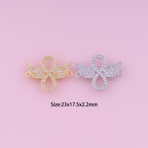 Infinity Connector,18K Gold Filled Wing Connector,Cubic Zirconia Infinity,Wing Connector,DIY Infinity Connector