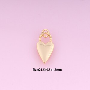 Heart Pendant,18K Gold Filled Lock Charm,Heart Charms,DIY Lock Charms