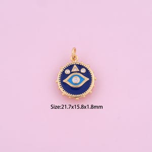 Enamel Evil Eye Pendant,18K Gold Filled Devil Eye Charm,Cubic Zirconia Round,Evil Eye Charms,DIY Devil Eye Charms
