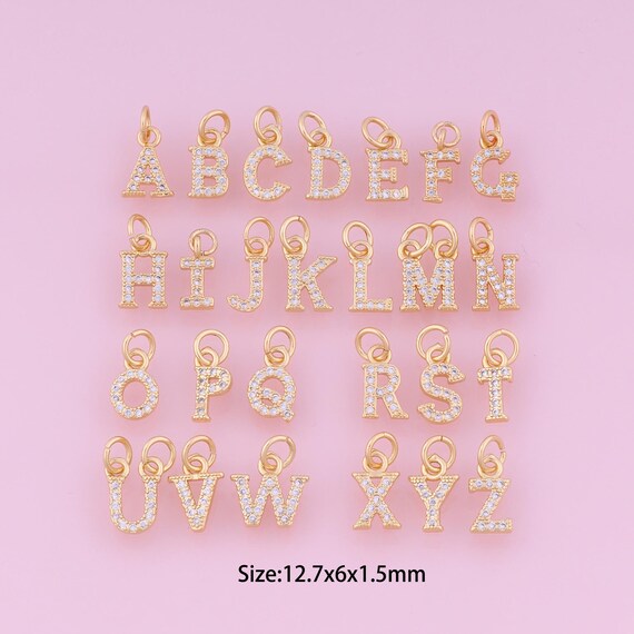 Pendentif 26 lettres, breloque lettre or rempli d'or 18 carats