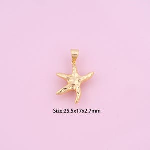 Starfish Pendant,18K Gold Filled Starfish Charm,Starfish Charms,DIY Starfish Charms