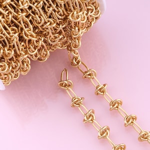 Knotenketten, 18K Gold Filled spezielle Ketten, halbfertige Ketten, DIY Schmuckketten, Oval: 12 x 6 mm Rund: 9,2 mm