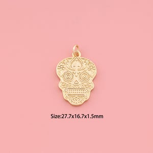 Skull Pendant,18K Gold Filled Skull Charm,Skull Charms,DIY Skull Charms