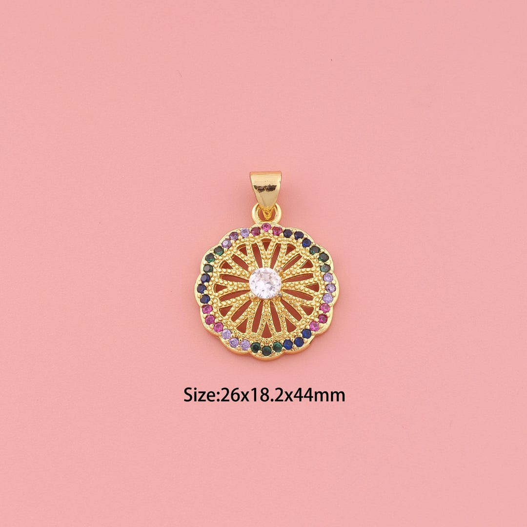 Daisy Pendant,18k Gold Filled Flower Charm,cubic Zirconia Daisy,flower ...