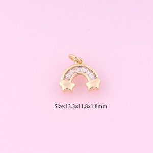 Rainbow Pendant,18K Gold Filled Rainbow Charm,Cubic Zirconia Rainbow,Rainbow Charms,DIY Rainbow Charms