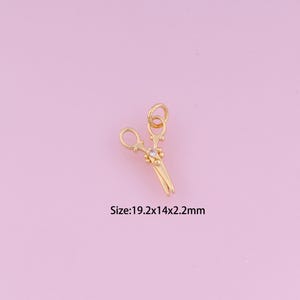 Scissors Pendant,18K Gold Filled Scissors Charm,Cubic Zirconia Scissors,Scissors Charms,DIY Scissors Charms