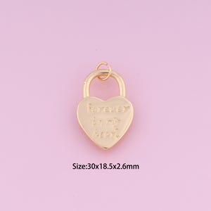 Heart Pendant,18K Gold Filled Lock Charm,Letter Charms,DIY Heart Charms