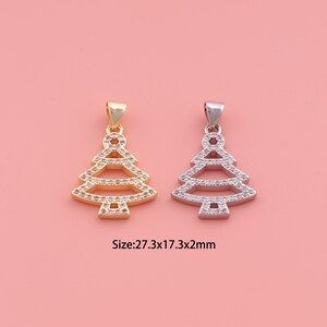 Christmas Tree Pendant,18K Gold Filled Christmas Charm,Cubic Zirconia Tree,Christmas Tree Charms,DIY Christmas Charms