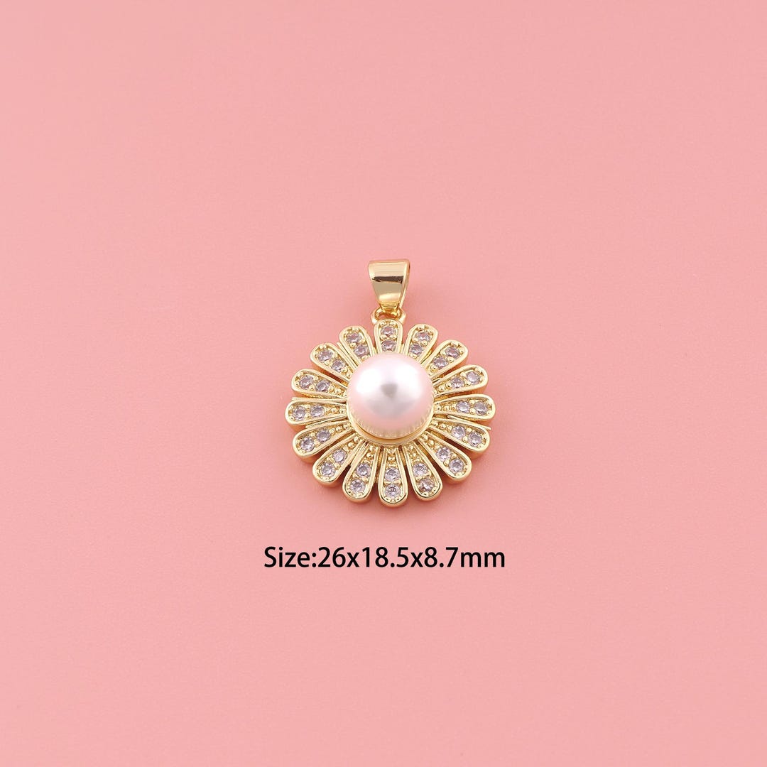 Daisy Pendant,18k Gold Filled Flower Charm,cubic Zirconia Daisy,flower ...