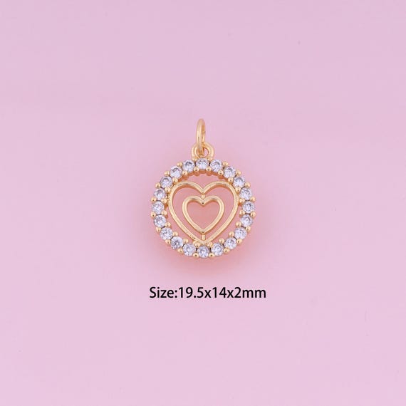 Charm plaqué or 18 carats en forme de grand cœur