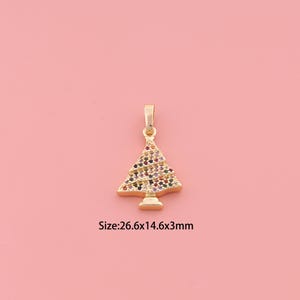 Christmas Tree Pendant,18K Gold Filled Christmas Charm,Cubic Zirconia Tree,Christmas Tree Charms,DIY Christmas Charms