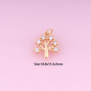 Tree of Life Pendant,18K Gold Filled Tree Charm,Cubic Zirconia Tree of Life,Tree Charms,DIY Tree Charms