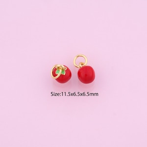 Tomato Pendant,18K Gold Filled Fruit Charm,Enamel Tomato,Fruit Charms,DIY Tomato Charms