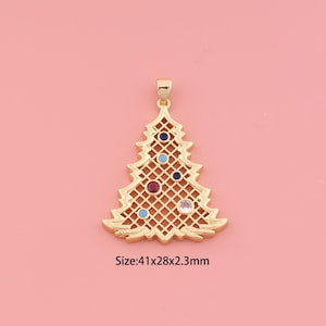Christmas Tree Pendant,18K Gold Filled Christmas Charm,Cubic Zirconia Tree,Christmas Tree Charms,DIY Christmas Charms