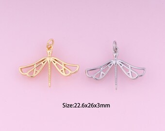 Green Dragonfly Wholesale Gold Plated Enamel Charms Jewelry Making