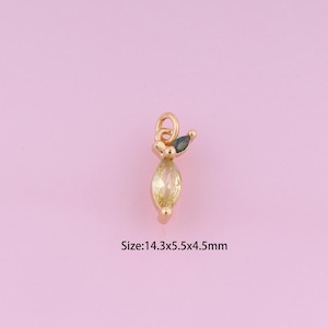 Mango Pendant,18K Gold Filled Fruit Charm,Cubic Zirconia Mango,Fruit Charms,DIY Mango Charms