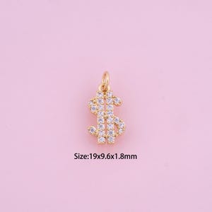 Dollar Sign Pendant,18K Gold Filled Dollar Charm,Cubic Zirconia Symbol,Dollar Sign Charms,DIY Symbol Charms