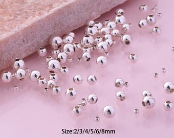 Sterling Silver Round Spacer Beads,925 Sterling Silver Ball Beads,Round Ball Beads,DIY Silver Beads