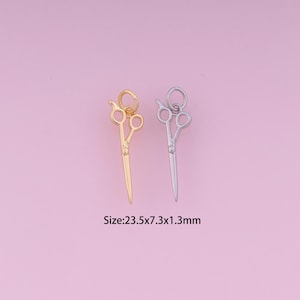 Scissors Pendant,18K Gold Filled Scissors Charm,Cubic Zirconia Scissors,Scissors Charms,DIY Scissors Charms