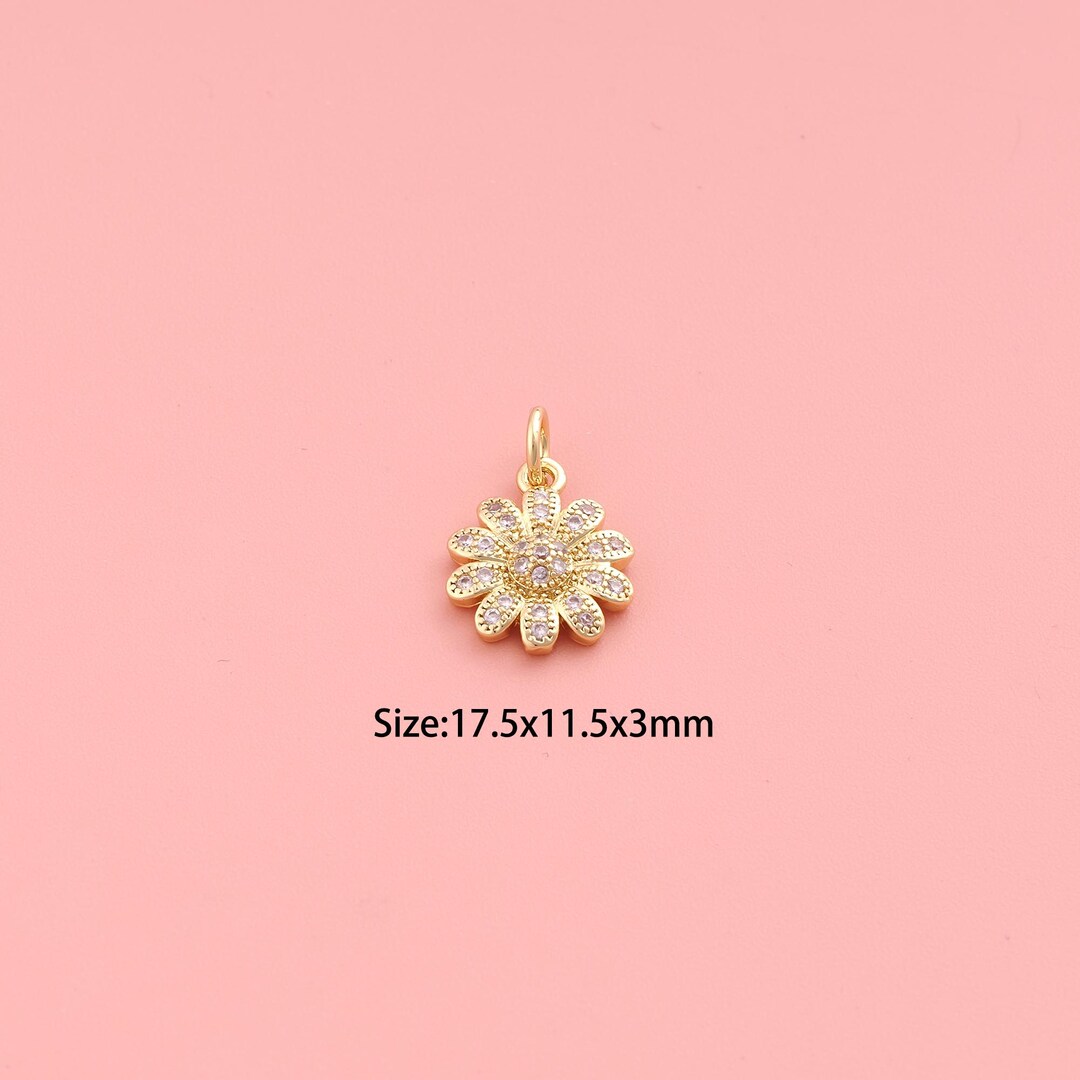 Daisy Pendant,18k Gold Filled Flower Charm,cubic Zirconia Daisy,flower ...