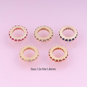 Flat Beads,18K Gold Filled Round Beads,Cubic Zirconia Flat,Round Beads,DIY Flat Beads