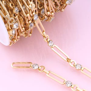 Büroklammerketten, 18K Gold Filled spezielle Ketten, halbfertige Ketten, DIY Schmuckketten, Quadrat: 21 x 6,5 mm Rund: 7,3 mm