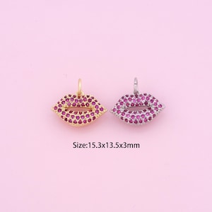 Lips Pendant,18K Gold Filled Lips Charm,Cubic Zirconia Lips,Lips Charms,DIY Lips Charms