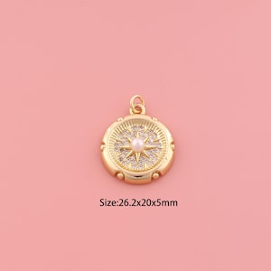 Sun Pendant,18K Gold Filled Celestial Charm,Cubic Zirconia Sunburst,Sun Charms,DIY Sunburst Charms